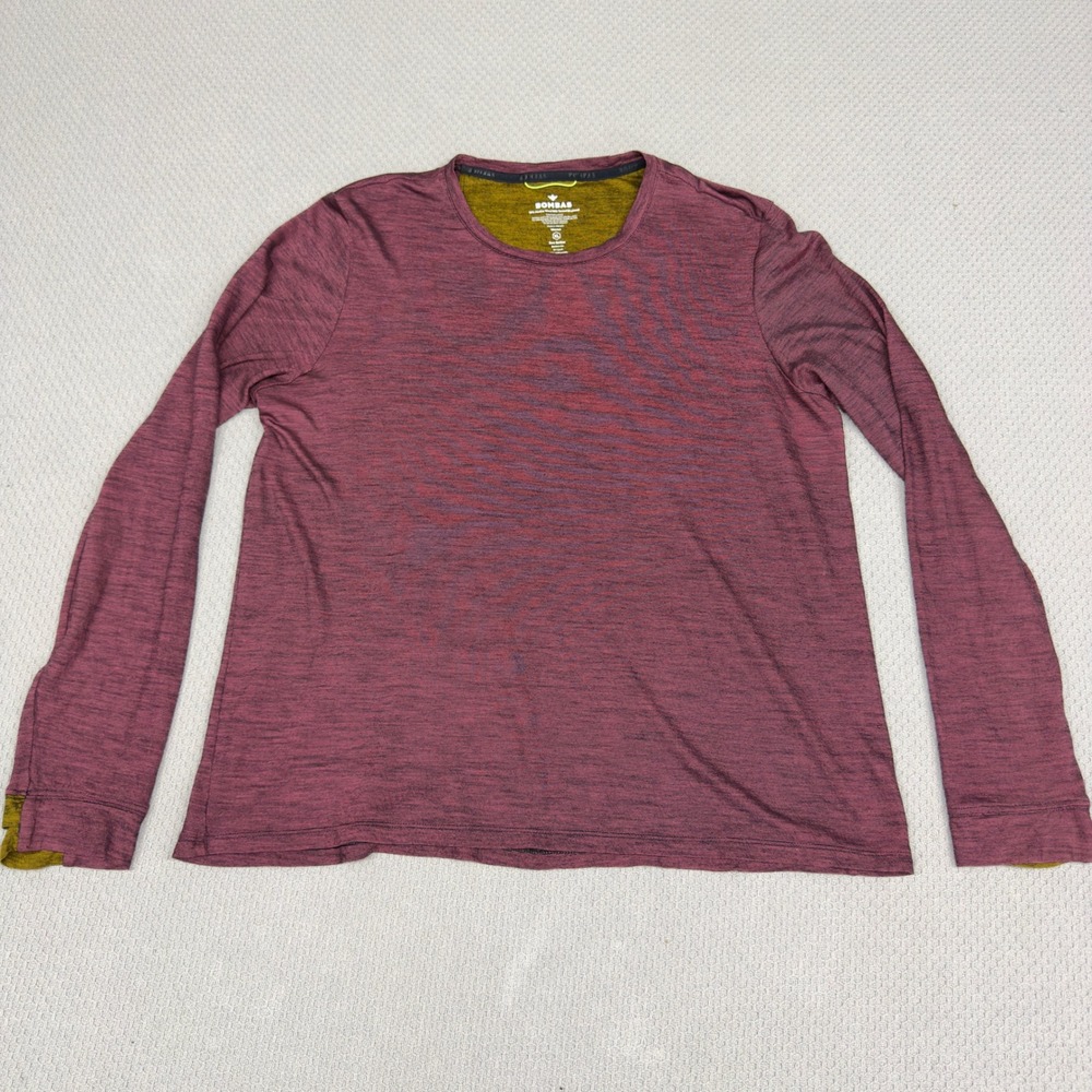 Bombas Shirt Womens XL Red Merino Wool Blend Long Sleeve Running Tee Thumbholes